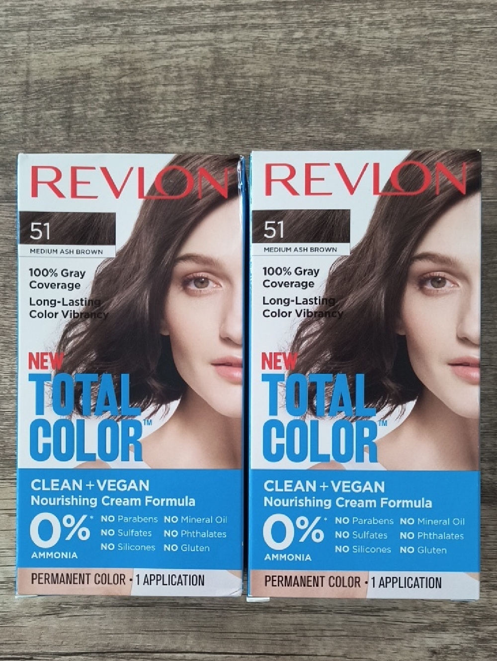 2 Boxes Revlon Total Color 51 Medium Ash Brown Vegan Permanent Hair Dye